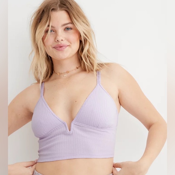 aerie Other - NWT Aerie Ribbed Poppy Lace Bra Top Medium Violet Flurry
